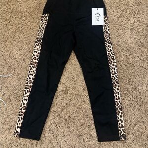 ZYIA Kids Black and Leopard Print Leggings